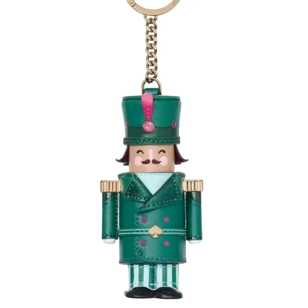 Kate Spade Oh What Fun 3D Nutcracker Key Chain Green Leather NEW